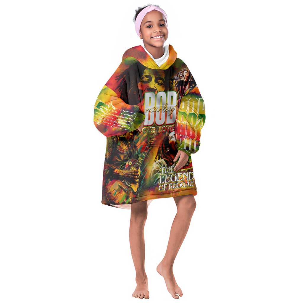 The Legend of Reggae One Love Kid Wearable Blanket Hoodie Bob Colorful Art