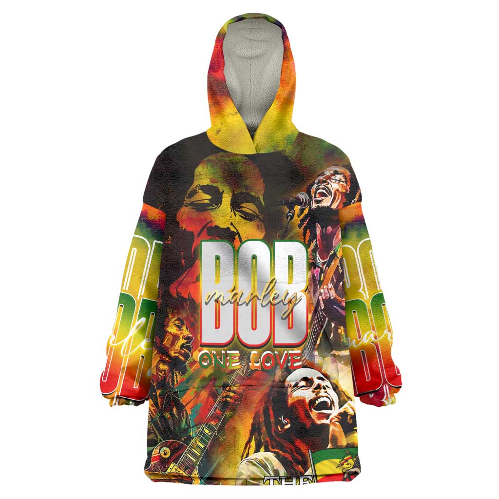 The Legend of Reggae One Love Kid Wearable Blanket Hoodie Bob Colorful Art