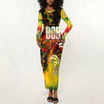 The Legend of Reggae One Love Long Sleeve Bodycon Dress Bob Colorful Art DT02