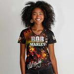 Bob King Of Reggae Rastafari Lion Women V-Neck T-Shirt You Never Know How Strong You Are