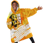 Legend Bob Reggae Afro Kid Wearable Blanket Hoodie One Love One Heart Tropical Leaf