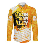 Legend Bob Reggae Afro Long Sleeve Button Shirt One Love One Heart Tropical Leaf