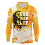 Legend Bob Reggae Afro Long Sleeve Polo Shirt One Love One Heart Tropical Leaf