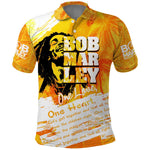 Legend Bob Reggae Afro Polo Shirt One Love One Heart Tropical Leaf