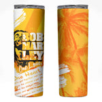 Legend Bob Reggae Afro Skinny Tumbler One Love One Heart Tropical Leaf