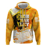 Legend Bob Reggae Afro Zip Hoodie One Love One Heart Tropical Leaf