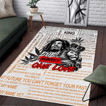 Afro King of Reggae Legend Bob Area Rug Rastafari Lion Cannabis Typography Style