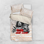 Afro King of Reggae Legend Bob Bedding Set Rastafari Lion Cannabis Typography Style