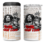 Afro King of Reggae Legend Bob 4 in 1 Can Cooler Tumbler Rastafari Lion Cannabis Typography Style