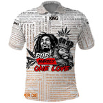 Afro King of Reggae Legend Bob Polo Shirt Rastafari Lion Cannabis Typography Style