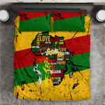 Black History Month Africa Bedding Set Strength Love and Justice Typography