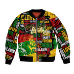 Black History Month Africa Bomber Jacket Strength Love and Justice Typography