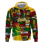 Black History Month Africa Hoodie Strength Love and Justice Typography