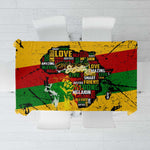 Black History Month Africa Tablecloth Strength Love and Justice Typography