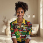 Black History Month Africa Women Casual Shirt Strength Love and Justice Typography