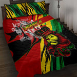 Afro Jamaica Lion Quilt Bed Set Coat Of Arms Rastafarianism