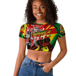 Afro Jamaica Lion Raglan Cropped T shirt Coat Of Arms Rastafarianism