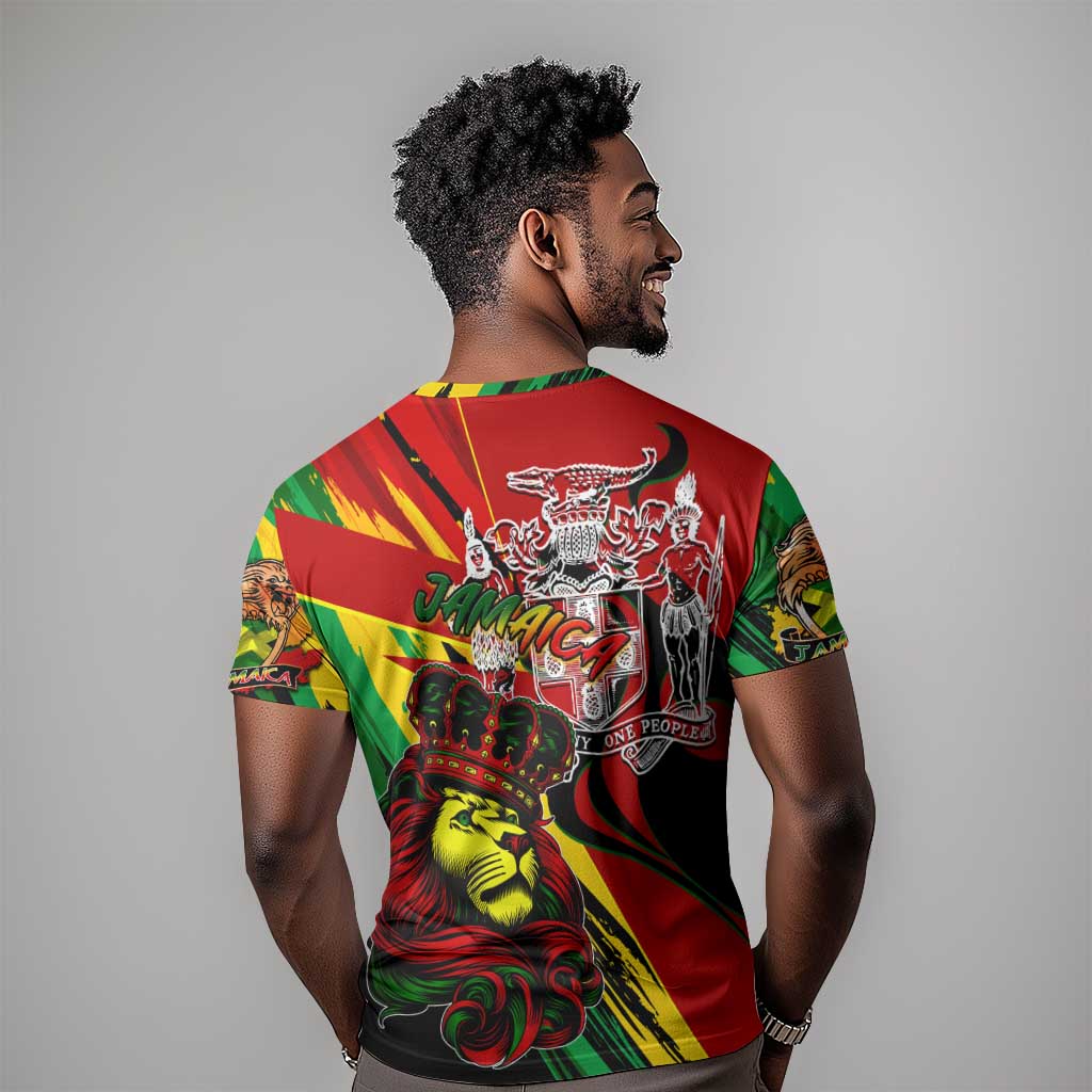 Afro Jamaica Lion T shirt Coat Of Arms Rastafarianism