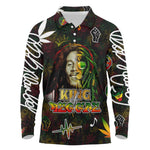 King Of Reggae Legend Bob Long Sleeve Polo Shirt Peace and Love