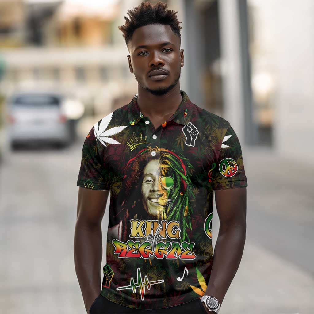 King Of Reggae Legend Bob Polo Shirt Peace and Love