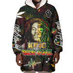 King Of Reggae Legend Bob Wearable Blanket Hoodie Peace and Love