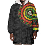Adinkra Symbols Wearable Blanket Hoodie African Culture