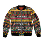Colorful African Pattern Sleeve Zip Bomber Jacket