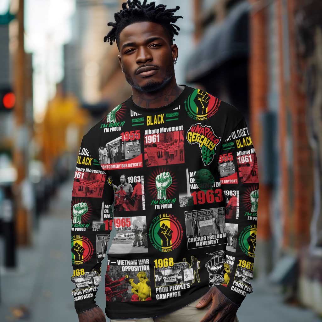 Civil Rights Movement Long Sleeve Shirt Poster Art Black Pride DT02