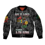 I'm Black and I'm Proud - Personalized African Sleeve Zip Bomber Jacket