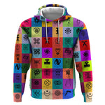 Multi Color Adinkra Symbols Hoodie African Adrinkra
