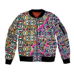 African Ndebele Pattern Sleeve Zip Bomber Jacket