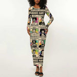 All My Heroes Have FBI Files Long Sleeve Bodycon Dress Civil Rights Leaders DT02