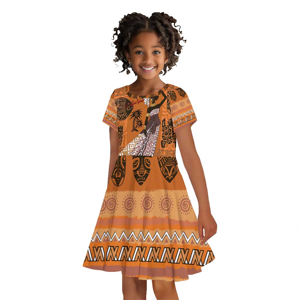 Personalized Beautiful Woman African Kid Short Sleeve Dress