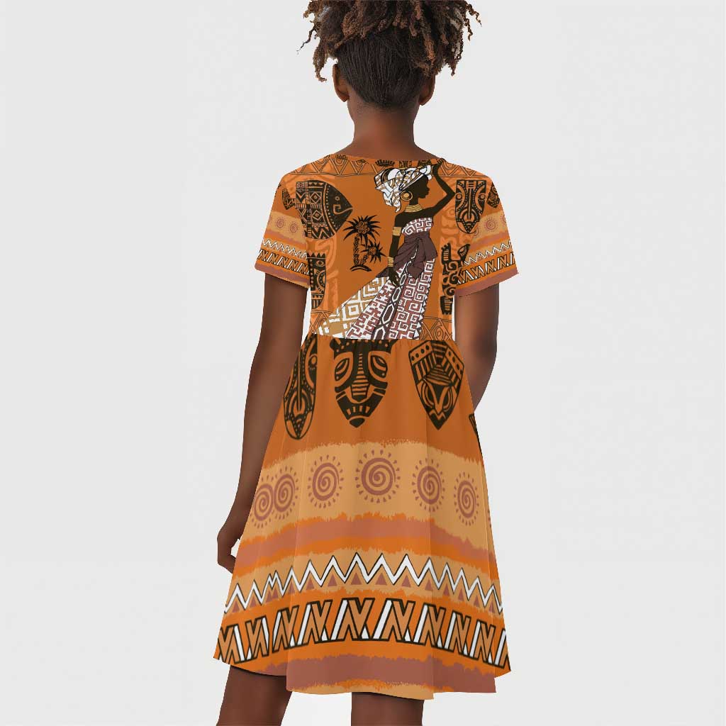 Personalized Beautiful Woman African Kid Short Sleeve Dress