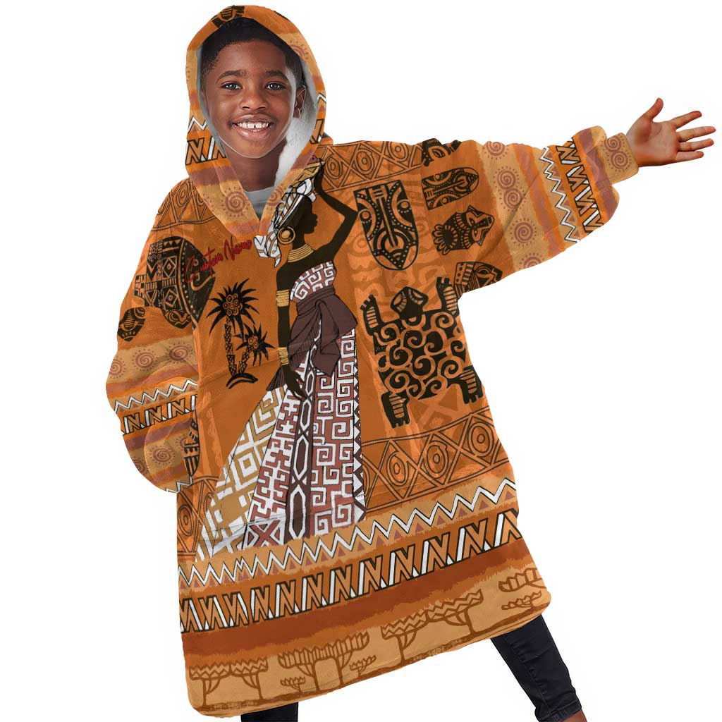 Personalized Beautiful Woman African KId Wearable Blanket Hoodie
