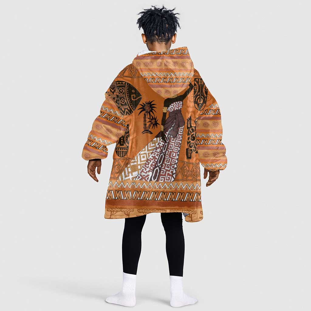 Personalized Beautiful Woman African KId Wearable Blanket Hoodie
