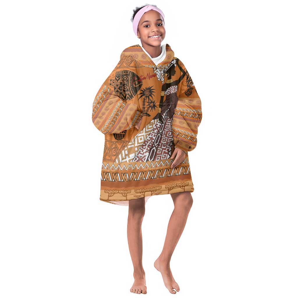 Personalized Beautiful Woman African KId Wearable Blanket Hoodie
