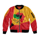Black History Month Sleeve Zip Bomber Jacket - African February Design