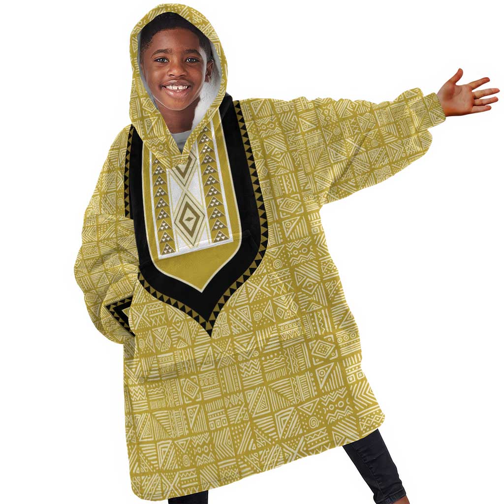 Personalized African Dashiki KId Wearable Blanket Hoodie - Mudcloth Style