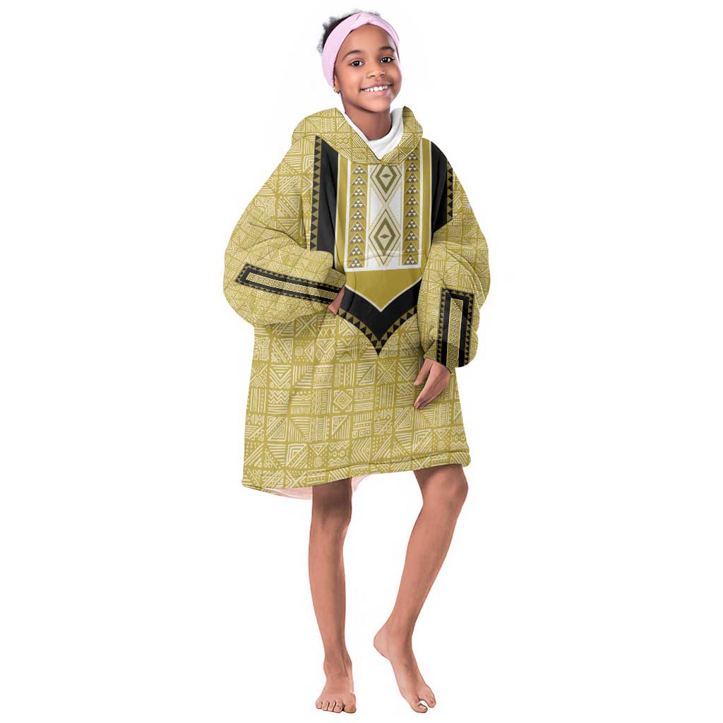 Personalized African Dashiki KId Wearable Blanket Hoodie - Mudcloth Style