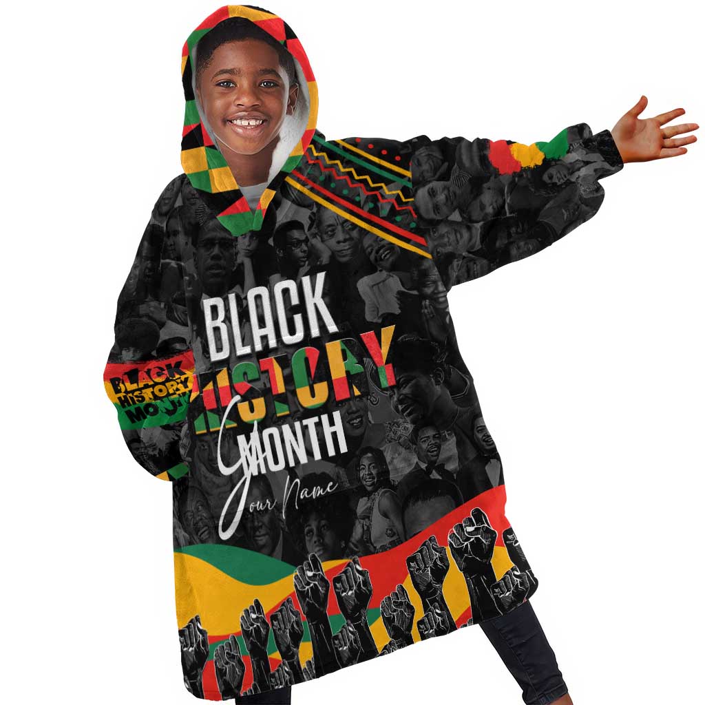Personalized Black History Month KId Wearable Blanket Hoodie with African American Heroes