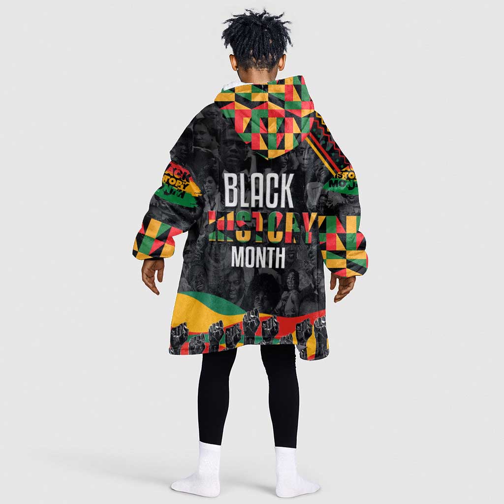 Personalized Black History Month KId Wearable Blanket Hoodie with African American Heroes