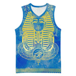 Personalized Egyptian Pharaoh Basketball Jersey with Mandala and Eye of Horus in Blue - African Pride