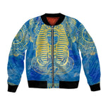 Personalized Egyptian Pharaoh Bomber Jacket with Mandala and Eye of Horus in Blue