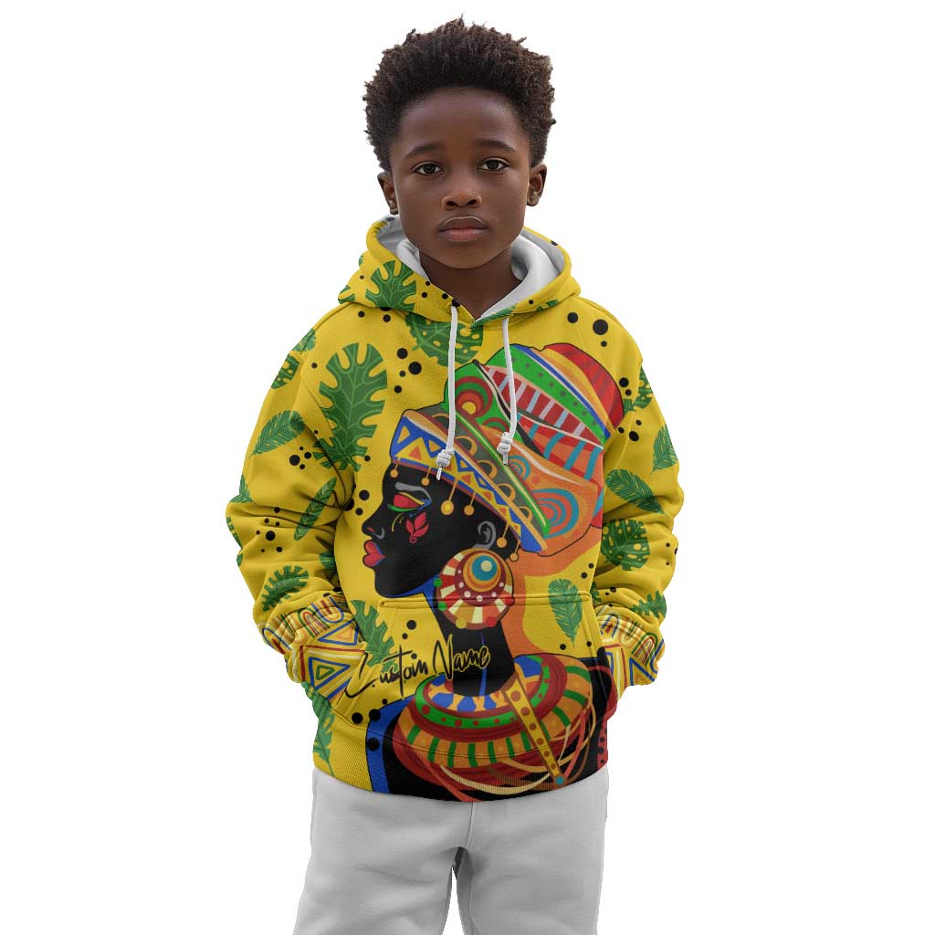 Personalized African Woman Kid Hoodie Tropical Style