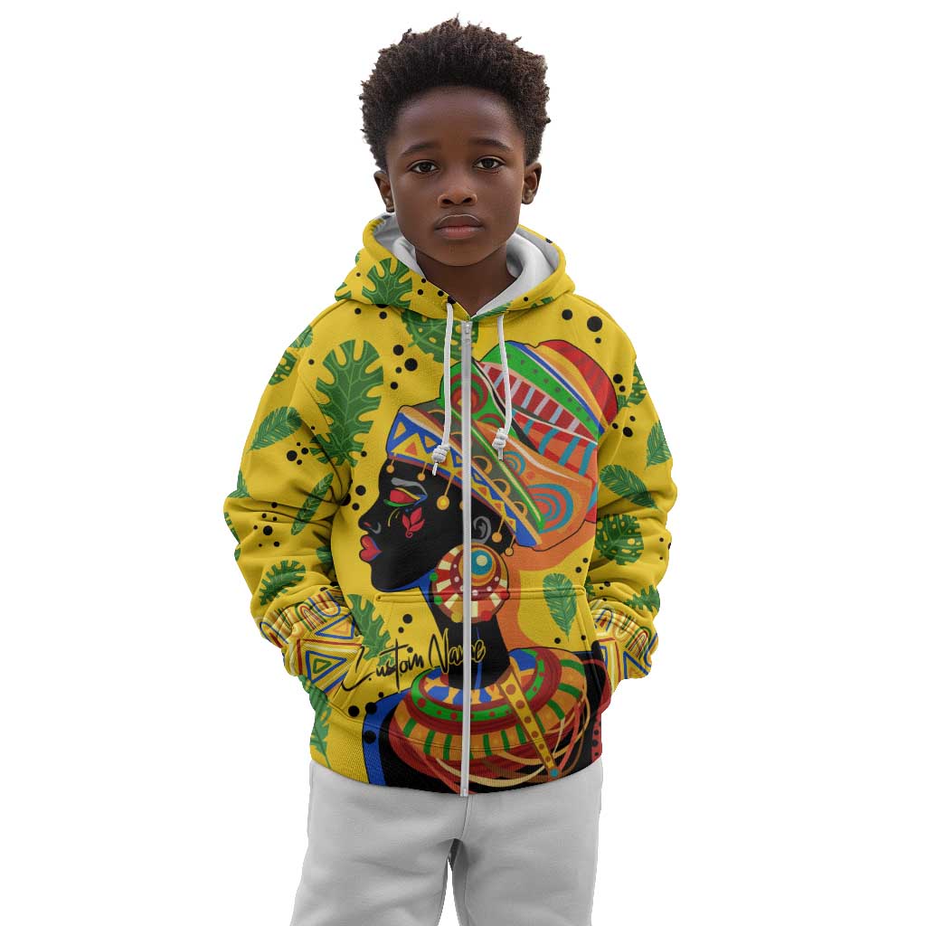 Personalized African Woman Kid Hoodie Tropical Style