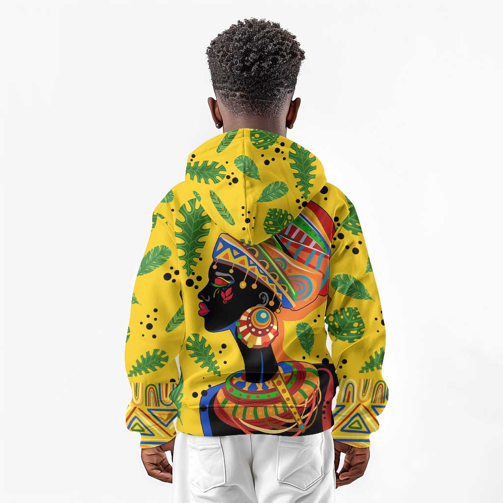 Personalized African Woman Kid Hoodie Tropical Style