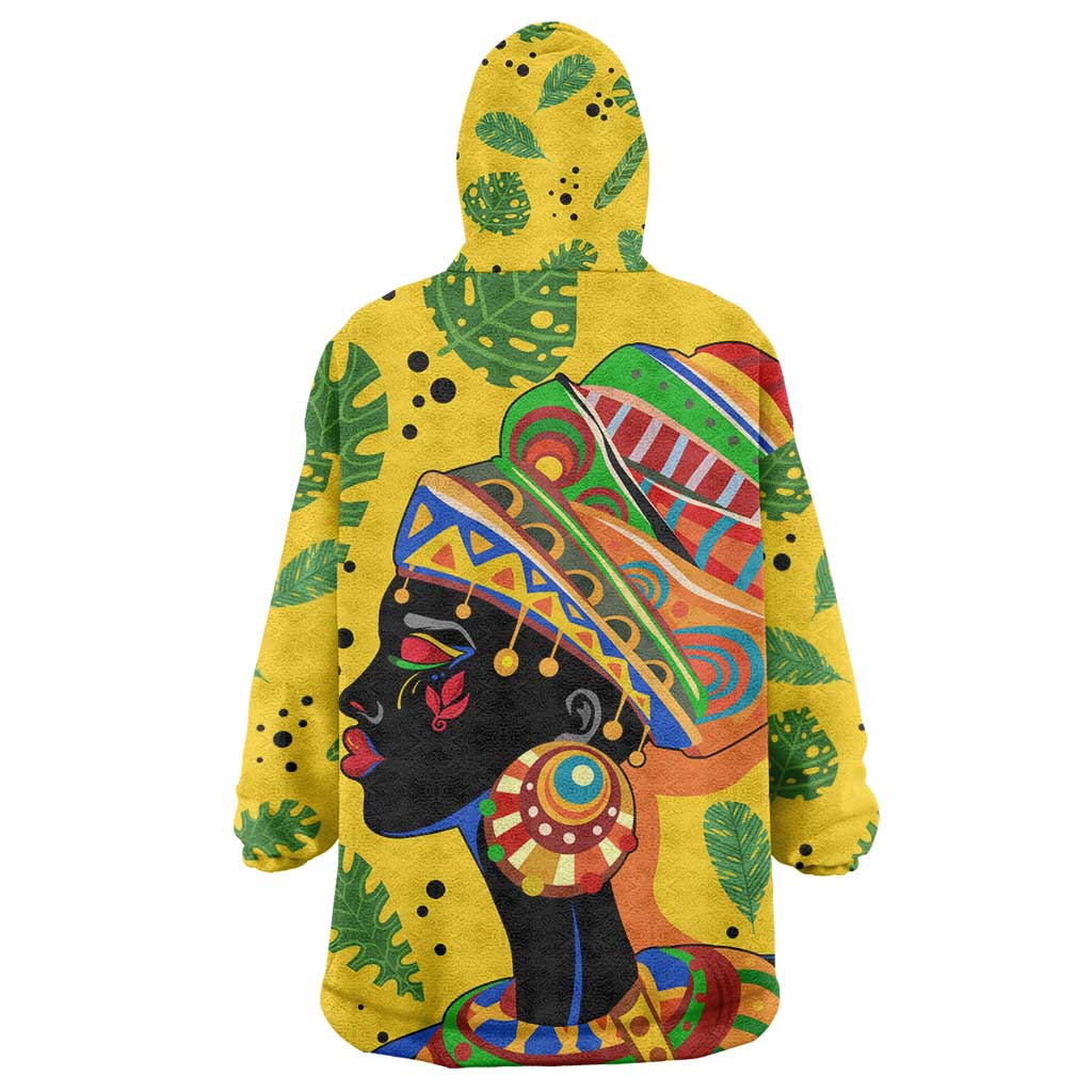 Personalized African Woman KId Wearable Blanket Hoodie Tropical Style