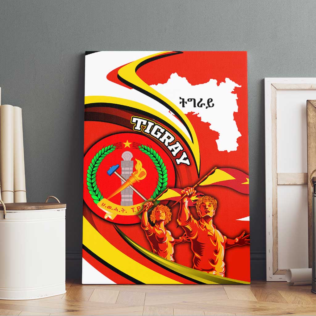 Ethiopia Tigray Canvas Wall Art Revolution Emblem Freedom Fighters and Flag