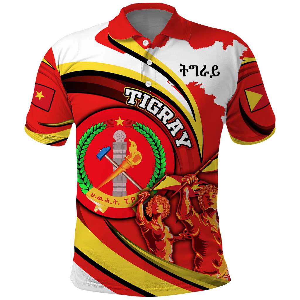 Ethiopia Tigray Polo Shirt Revolution Emblem Freedom Fighters and Flag